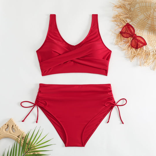 Damen Hochtailliertes Bikini-Set mit verstellbaren Trägern