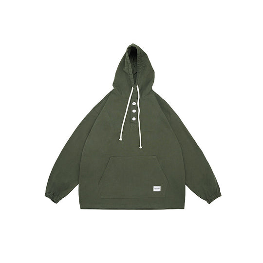 Unisex Oversize-Kapuzenpullover mit Knopfleiste, Kängurutasche und elastischen Bündchen Shop Nory