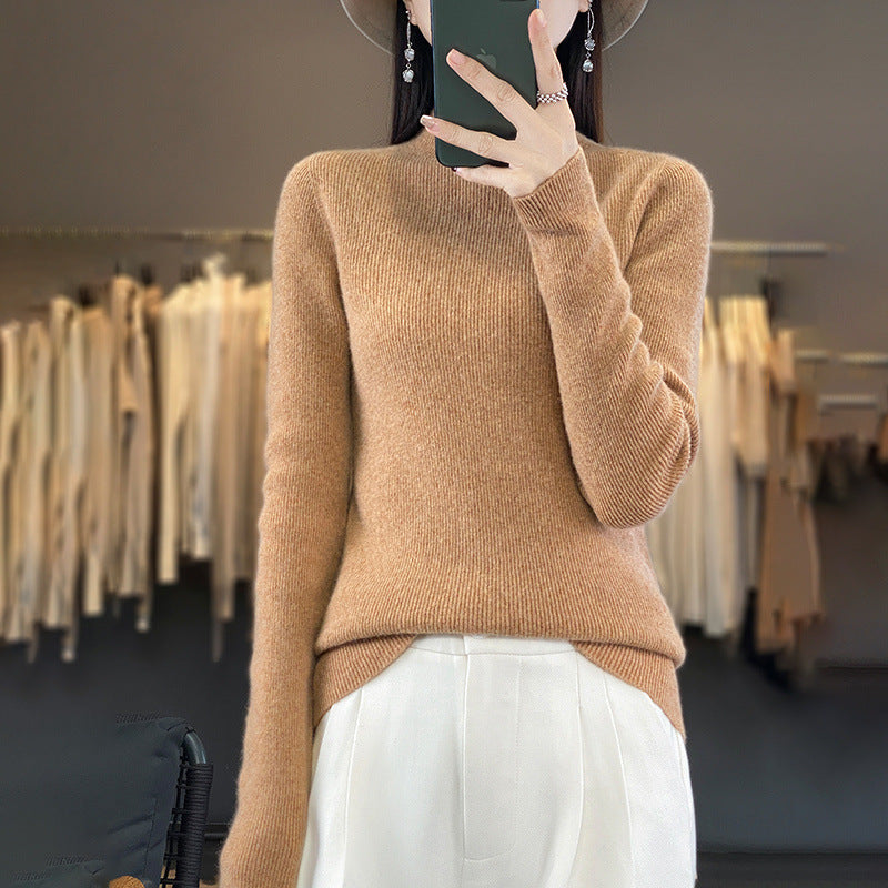 Damen Premium-Feinstrick-Mockneckpullover mit extra langen Ärmelabschlüssen und feiner Rippenstruktur Shop Nory