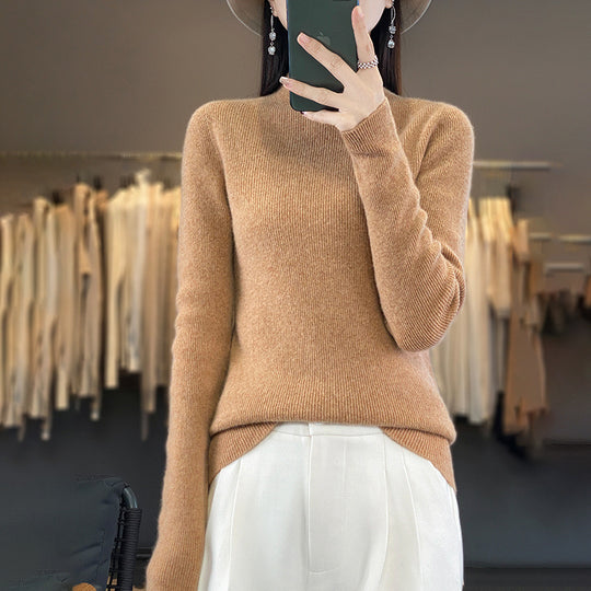 Damen Premium-Feinstrick-Mockneckpullover mit extra langen Ärmelabschlüssen und feiner Rippenstruktur Shop Nory