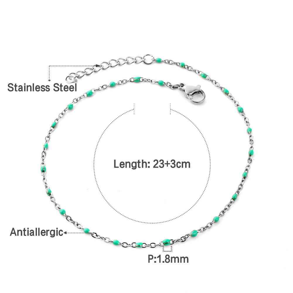 Damen Edelstahl Fußkette mit antiallergischen Perlen Shop Nory