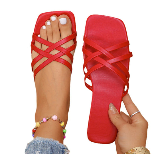 Damen Leder Riemchensandalen