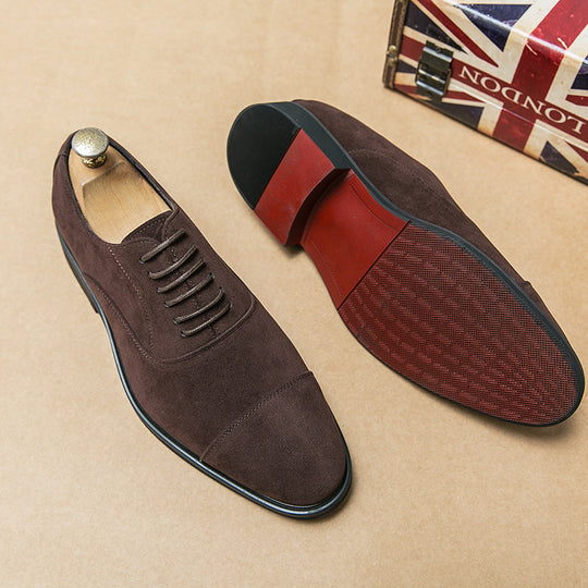 Herren elegante Veloursleder Oxford-Halbschuhe mit Kaptoefen-Detail, gepolstertem Komfortfußbett und rutschfester Gummisohle Shop Nory
