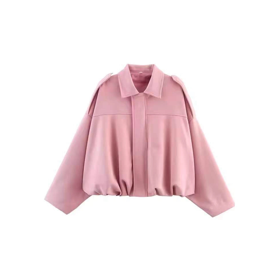 Damen Kurzjacke im Oversize‑Schnitt mit Ballon Saum und Schulterklappen Shop Nory
