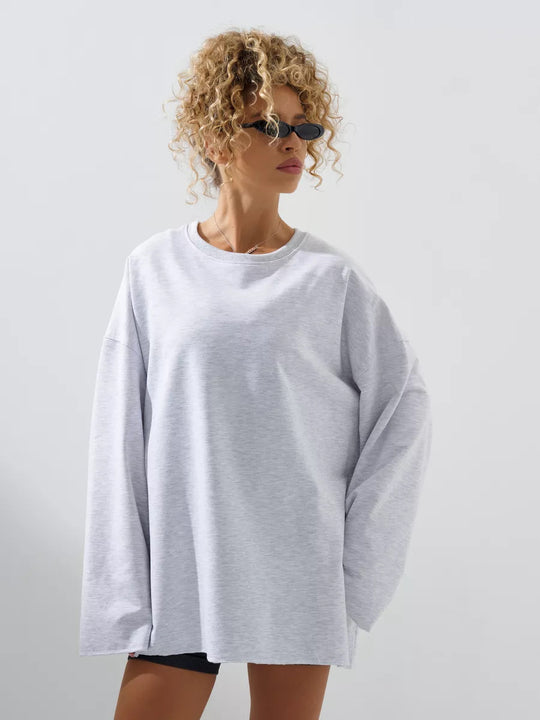 Damen weites Sweatshirt mit Rundhalsausschnitt und verlängertem Oversize-Schnitt Shop Nory