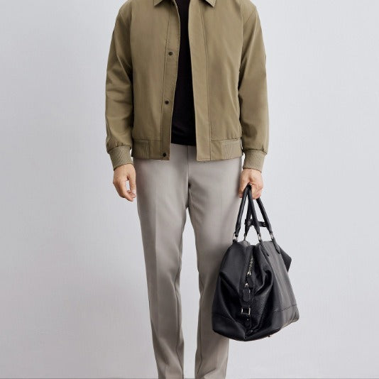 Herren klassische Harringtonjacke mit Rippsaum und verdecktem Reißverschluss Shop Nory