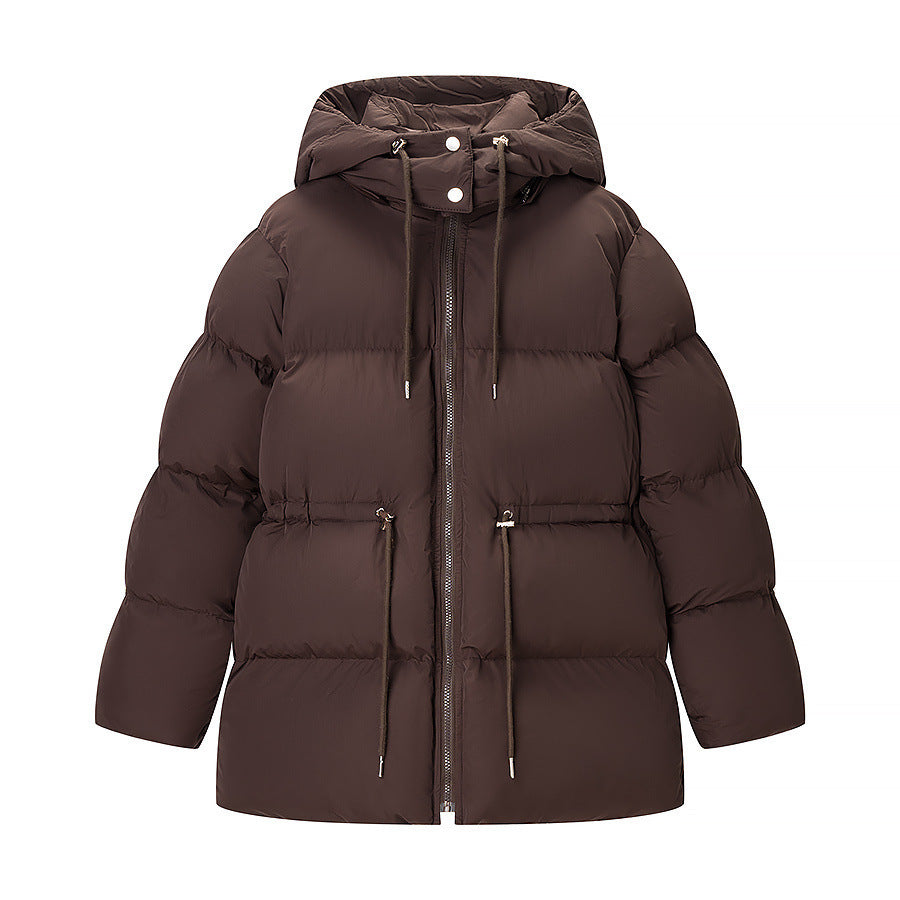 Damen Wattierte Pufferjacke mit Kapuze, taillierbarem Kordelzug und Zwei-Wege-Reißverschluss Shop Nory
