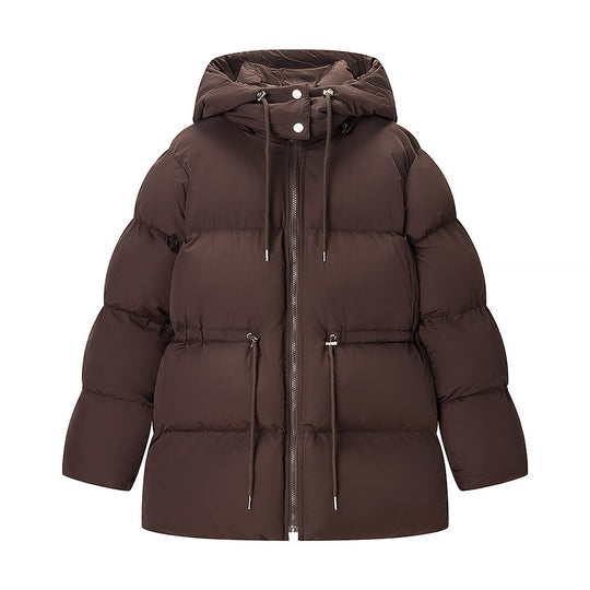 Damen Wattierte Pufferjacke mit Kapuze, taillierbarem Kordelzug und Zwei-Wege-Reißverschluss Shop Nory