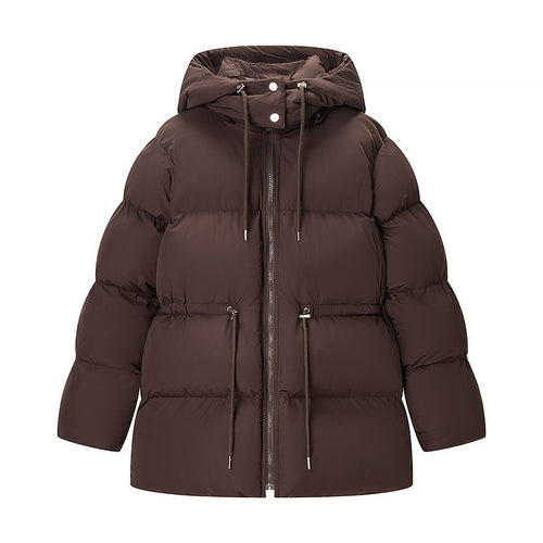 Damen Wattierte Pufferjacke mit Kapuze, taillierbarem Kordelzug und Zwei-Wege-Reißverschluss Shop Nory