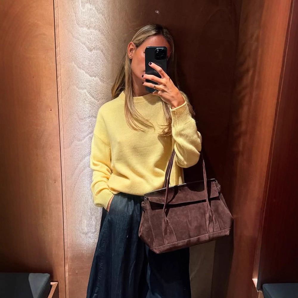 Damen Boxy Feinstrickpullover mit Raglanärmeln und geripptem Bündchen Shop Nory