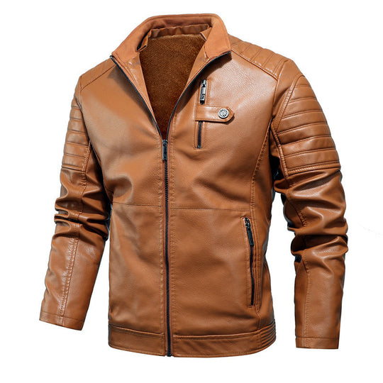 Herren schlanker Kunstleder‑Fieldblouson mit Stehkragen, Brustpattentaschen und Reißverschluss Shop Nory