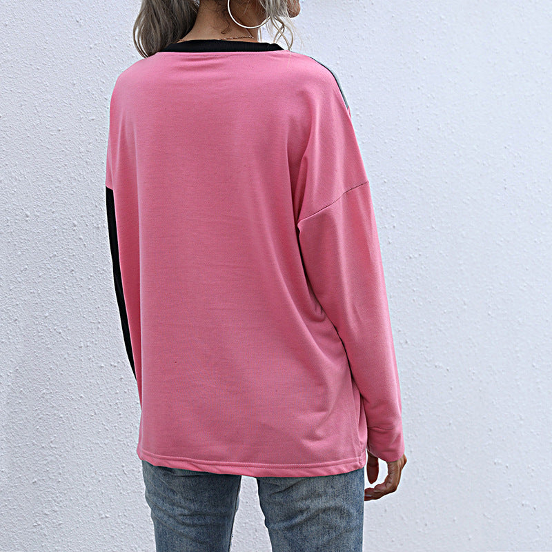 Damen Lässiges Colorblock-Sweatshirt mit diagonaler Teilung und Raglanärmeln Shop Nory