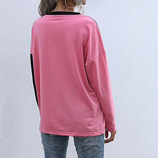 Damen Lässiges Colorblock-Sweatshirt mit diagonaler Teilung und Raglanärmeln Shop Nory