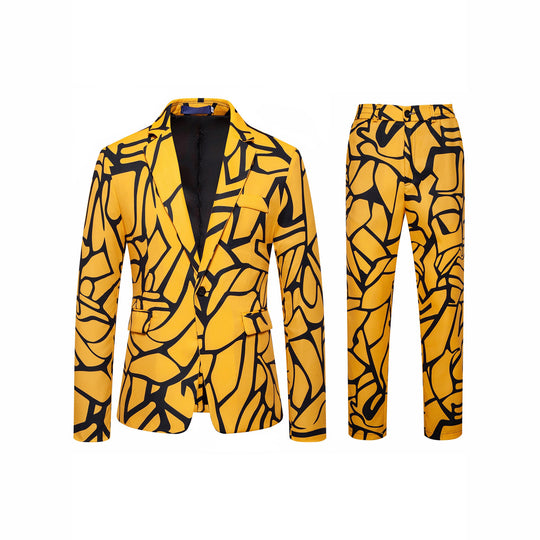 Herren Zweiteiliges Satin-Anzugsset mit grafischem Allover‑Print und schmaler Silhouette Shop Nory