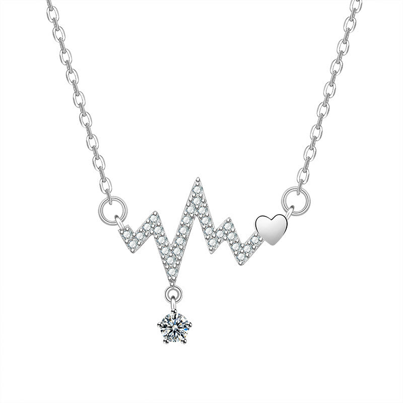 Damen Halskette mit pulsierendem Herzschlag-Design und funkelndem Zirkonia Shop Nory