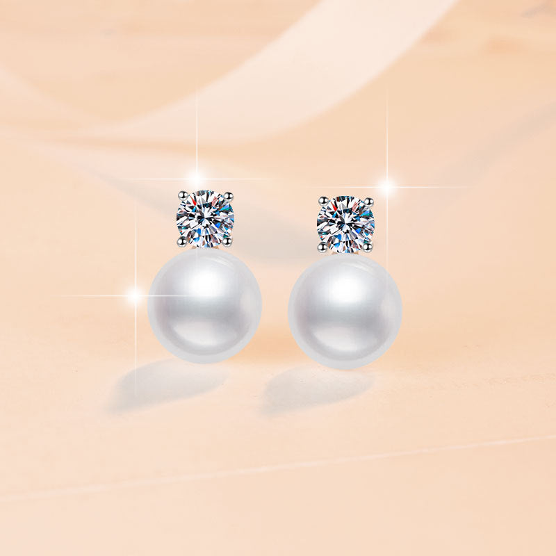 Damen-Ohrstecker mit strahlenden Zirkonias und eleganten Perlen Shop Nory