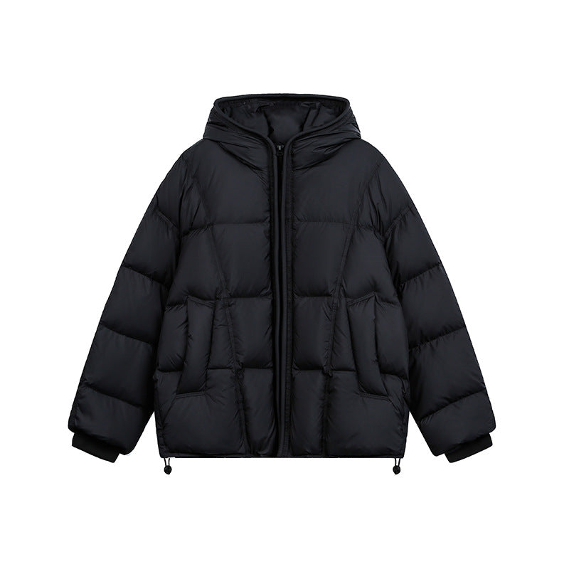 Damen Kurze Wattierte Kapuzenjacke mit Kordelzug und Reißverschluss Shop Nory