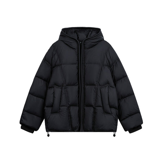 Damen Kurze Wattierte Kapuzenjacke mit Kordelzug und Reißverschluss Shop Nory