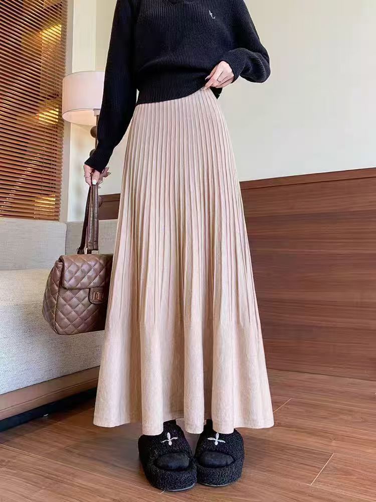 Damen eleganter Faltenrock mit hohem Bund