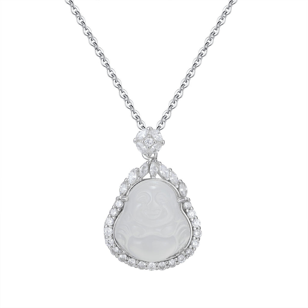 Damen Halskette mit kunstvollem Buddha-Anhänger aus hochwertigem Halbedelstein Shop Nory