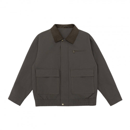 Unisex Kastenförmige Utility-Jacke mit Cordkragen, aufgesetzten Pattentaschen und elastischem Saum Shop Nory