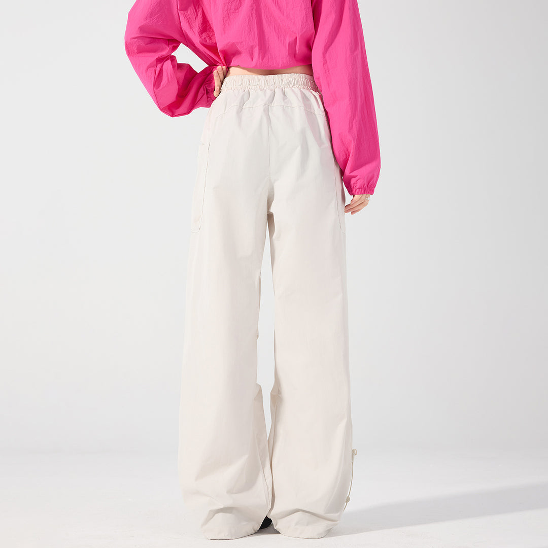 Damen Weite technische Cargo-Hose mit Kordelzugbund, verstellbarem Saum und Multifunktions-Taschen Shop Nory