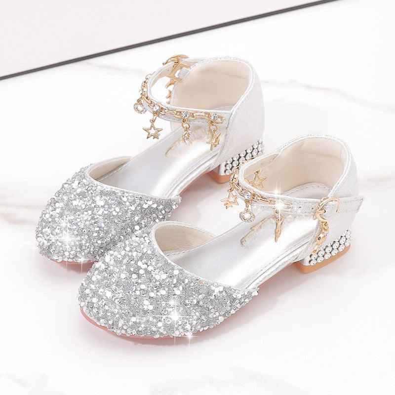 Damen Elegante und funkelnde Mittelabsatzschuhe mit Perlen- und Schleifendetails