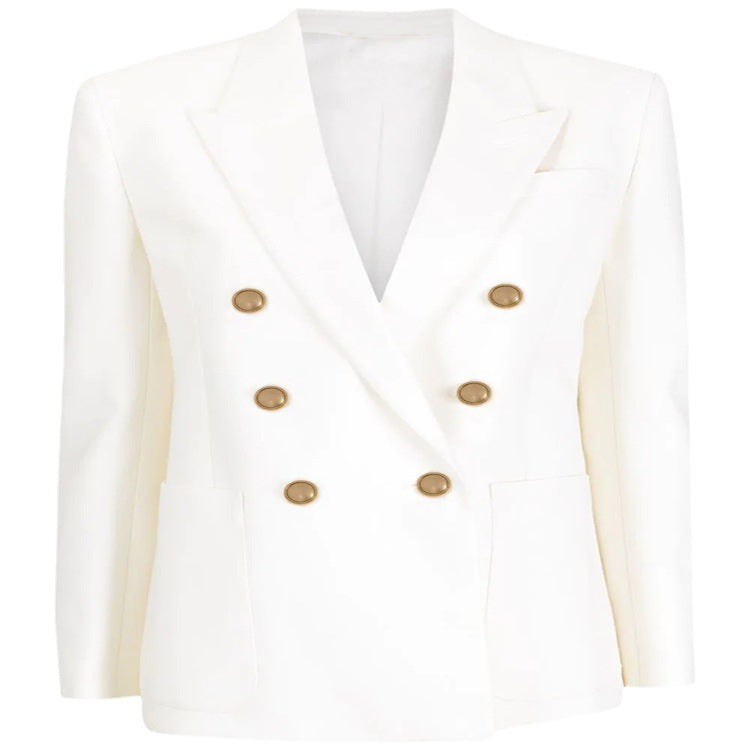 Damen Boxy-Zweireiher-Blazer im Clean-Tailoring mit strukturierten Schultern Shop Nory