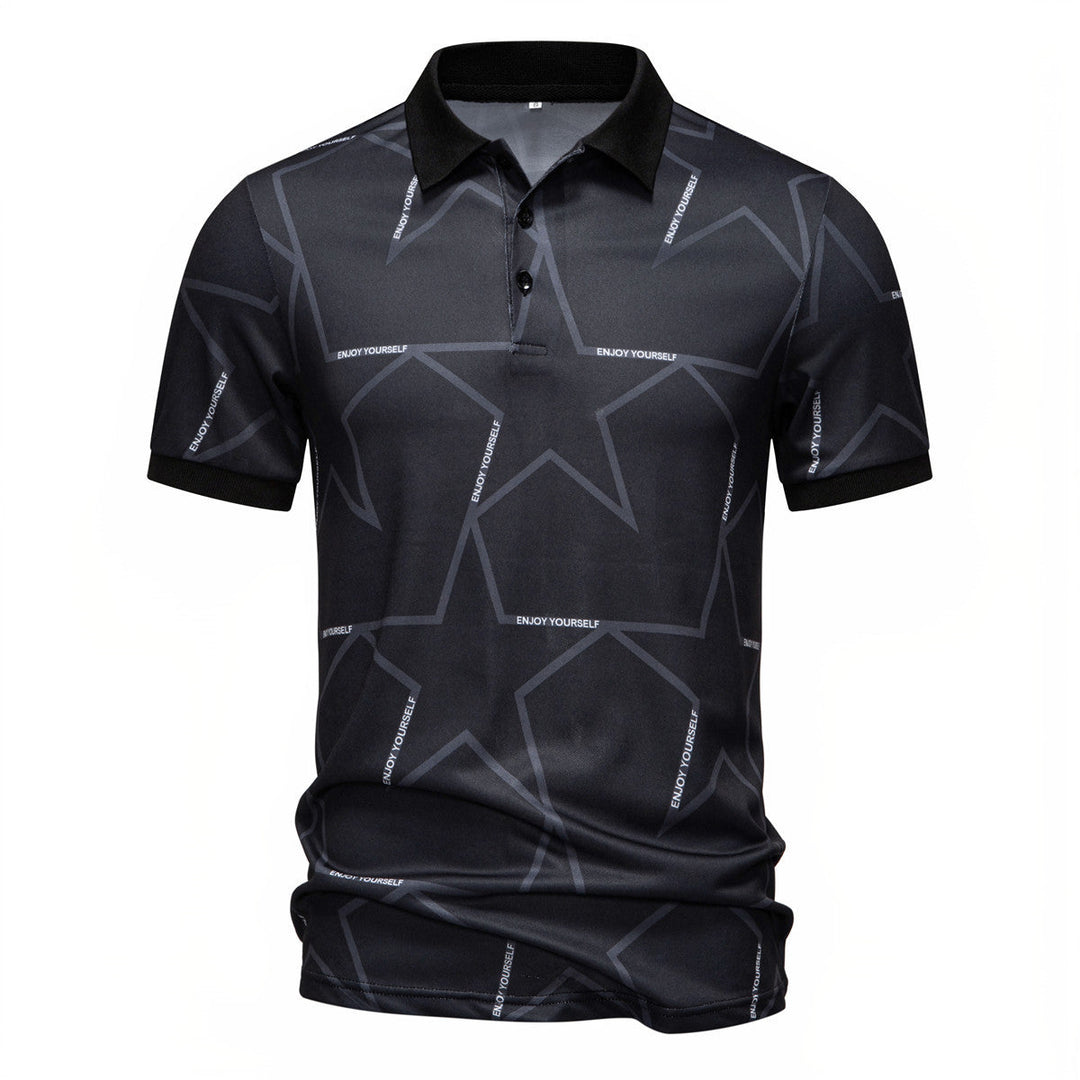 Herren Poloshirt mit modernem Sternen-Design und atmungsaktiven Materialien