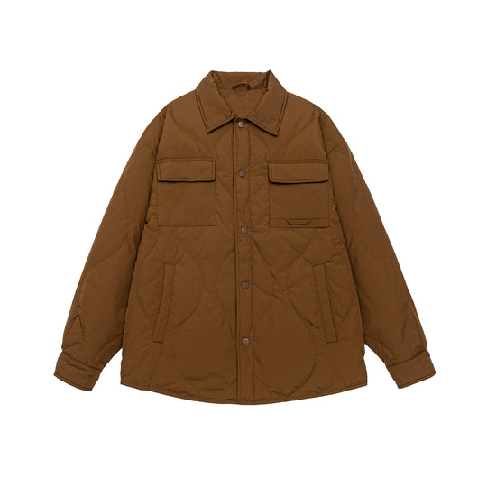 Herren Gesteppte Oversize-Hemdjacke mit Steppung, Druckknöpfen und Brusttaschen Shop Nory