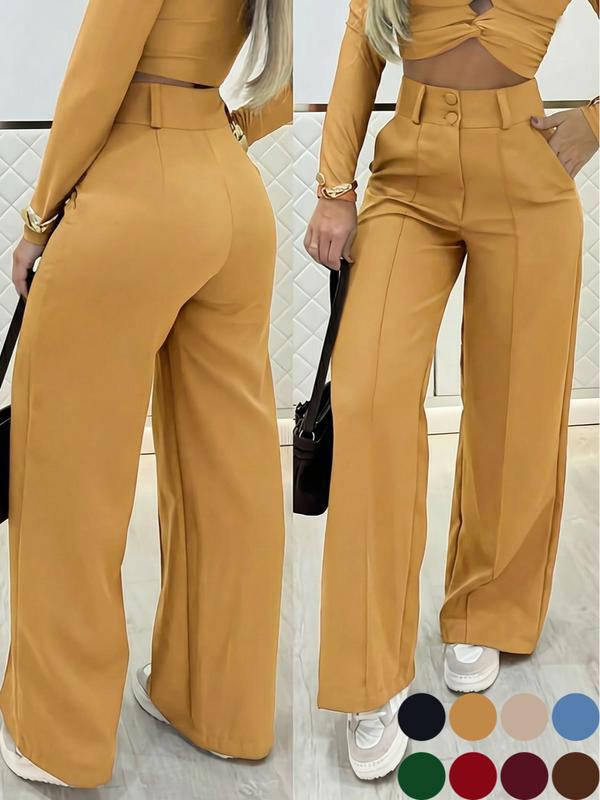 Damen Hochtaillierte weite Palazzo-Hose mit Bügelfalte Shop Nory