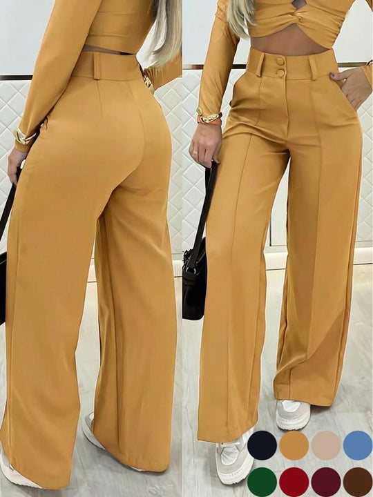 Damen Hochtaillierte weite Palazzo-Hose mit Bügelfalte Shop Nory