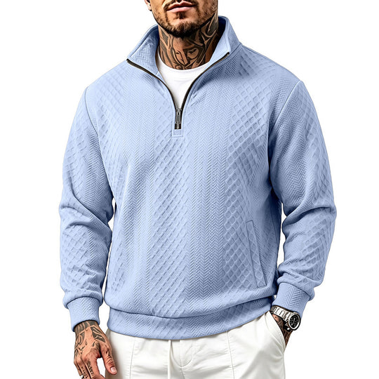 Herren Strukturierter Halbzip-Sweater aus Feinstrick mit Zopfmuster und Eingriffstaschen Shop Nory