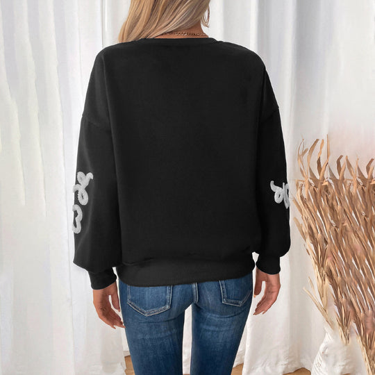 Damen Oversize-Sweatshirt mit Chenille-Herzapplikation und geripptem Saum Shop Nory