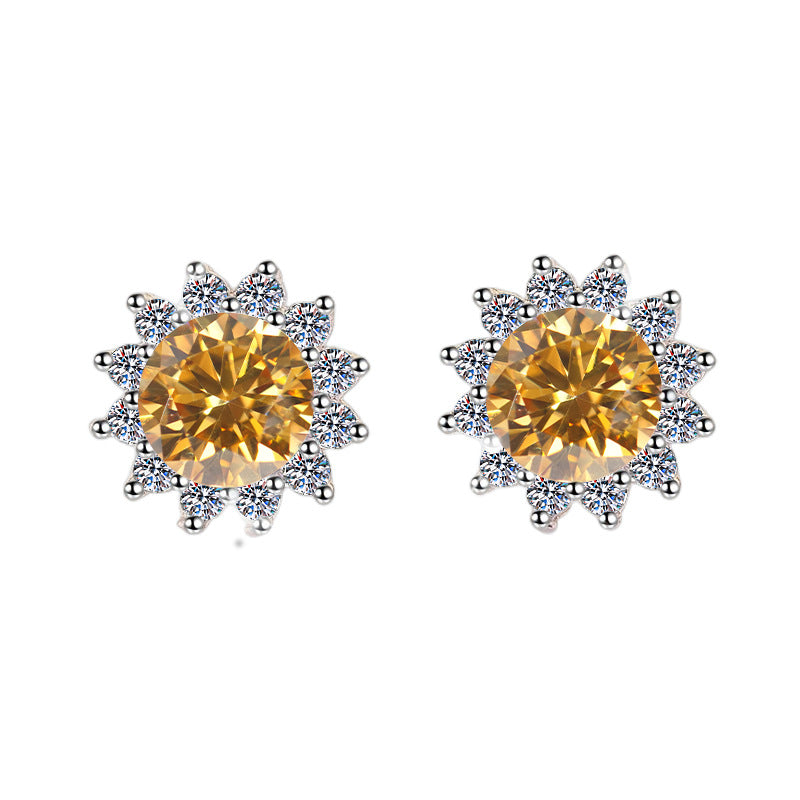 Damen Ohrringe mit strahlenden Zirkonia in floraler Form Shop Nory