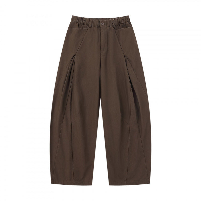 Damen Weite Culotte-Hose mit elastischem Bund, dekorativen Falten und geschwungenen Nahtdetails Shop Nory