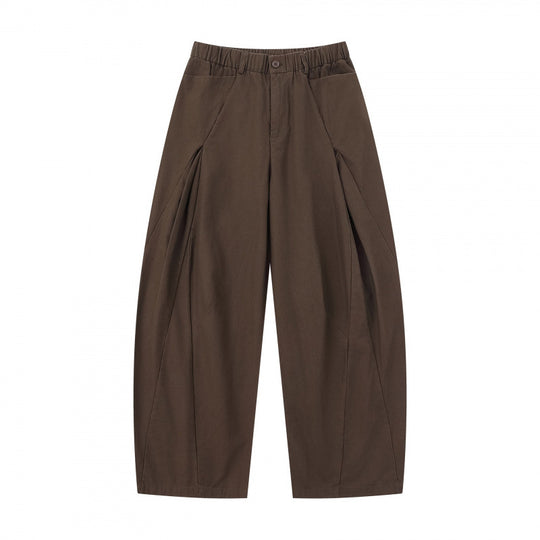 Damen Weite Culotte-Hose mit elastischem Bund, dekorativen Falten und geschwungenen Nahtdetails Shop Nory