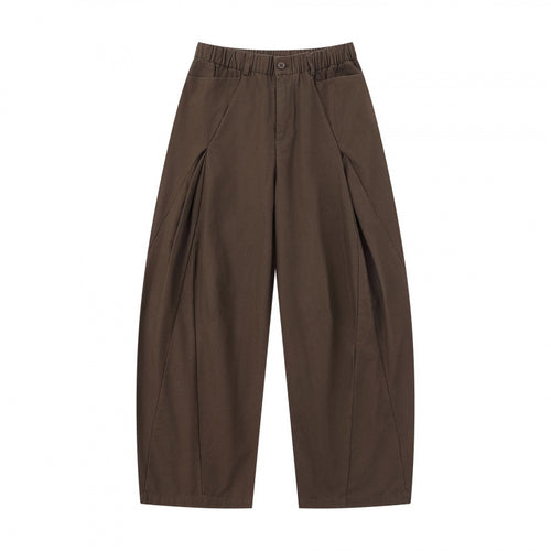 Damen Weite Culotte-Hose mit elastischem Bund, dekorativen Falten und geschwungenen Nahtdetails Shop Nory