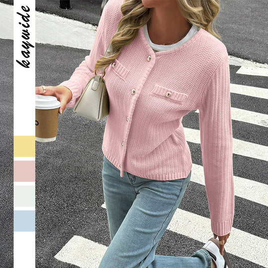 Damen nan Feiner Strickcardigan mit schimmernden Zierknöpfen, geripptem Saum und Brusttaschenoptik Shop Nory