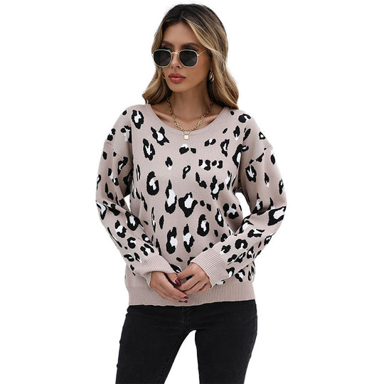 Damen Leichter Jacquard-Strickpullover mit Animal-Print und geripptem Saum Shop Nory