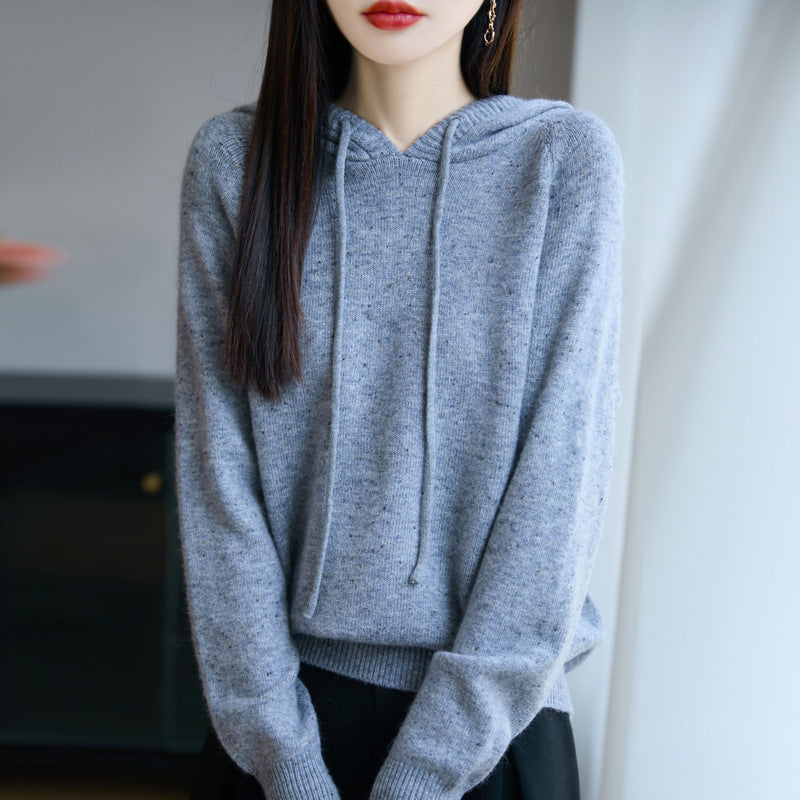 Damen Weicher Feinstrick-Kapuzenpullover mit Nep‑Garn und gerippten Bündchen Shop Nory