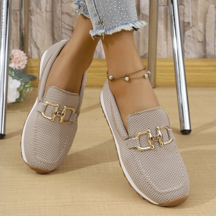 Damen Atmungsaktive Mesh-Slipper mit dekorativer Metallschließe Shop Nory