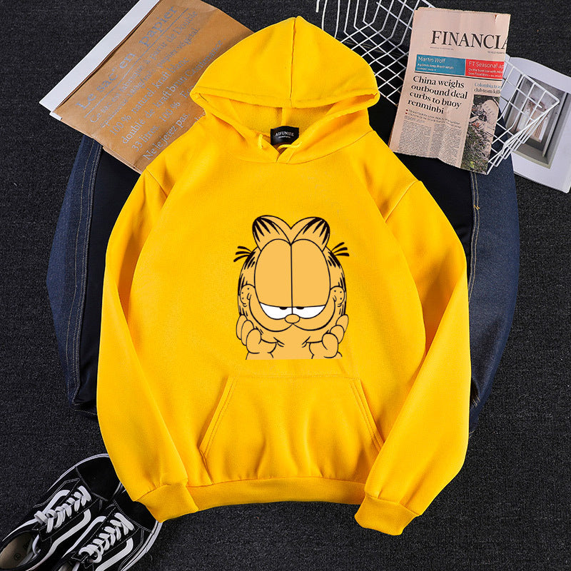 Unisex nan Kapuzensweatshirt mit großflächigem Comicgesicht-Print, weichem Fleece-Innenfutter und Kängurutasche Shop Nory