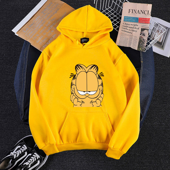 Unisex nan Kapuzensweatshirt mit großflächigem Comicgesicht-Print, weichem Fleece-Innenfutter und Kängurutasche Shop Nory