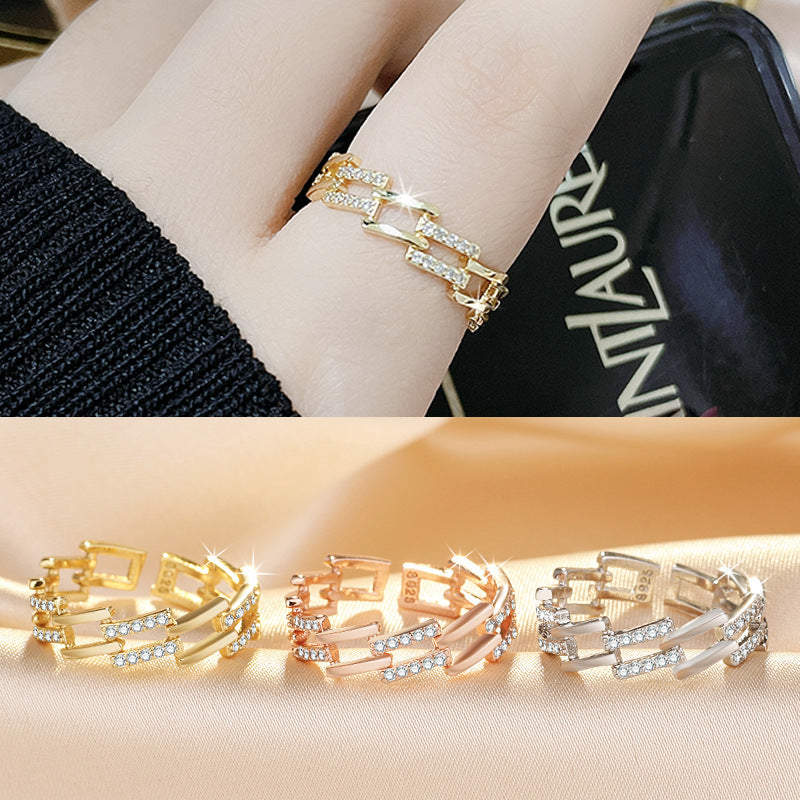 Damen Offener Ring mit kunstvollem Design und funkelnden Zirkonia Shop Nory
