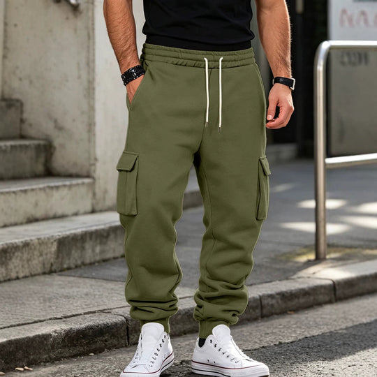Herren Cargo-Jogginghose aus Baumwollfleece mit elastischem Bund und Beinbündchen Shop Nory