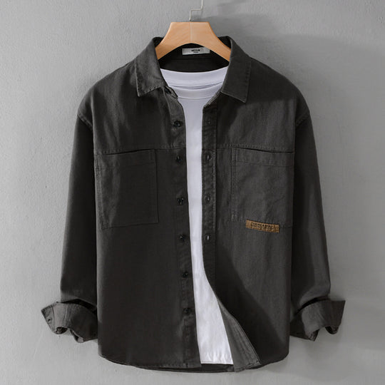 Herren Overshirt-Hemd aus strukturiertem Baumwoll-Twill mit aufgesetzten Brusttaschen und relaxed Fit Shop Nory