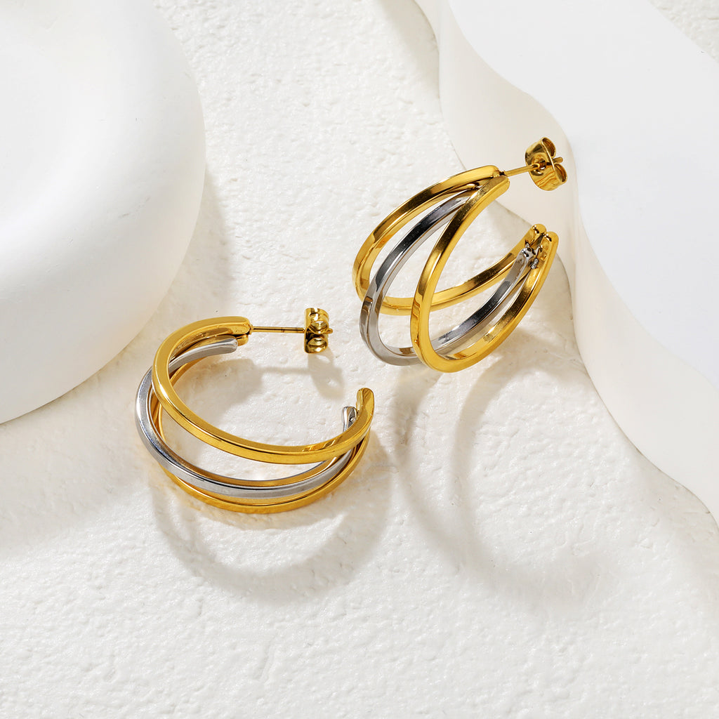 Damen Creolen mit elegantem Doppelring-Design Shop Nory