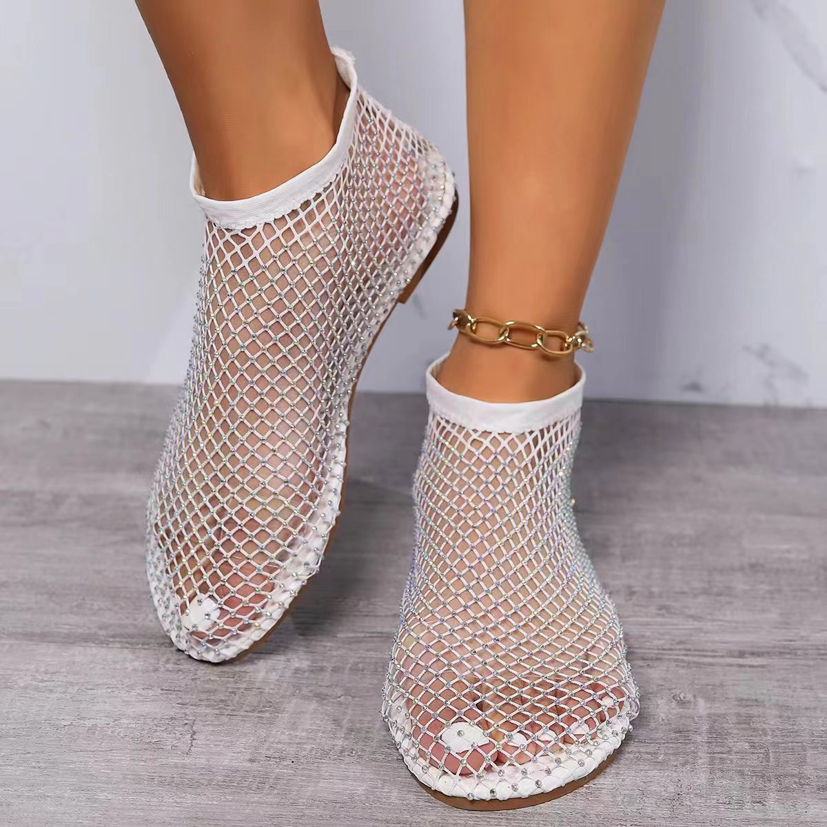 Damen Glitzernde Netzsandalen mit offenen Zehen