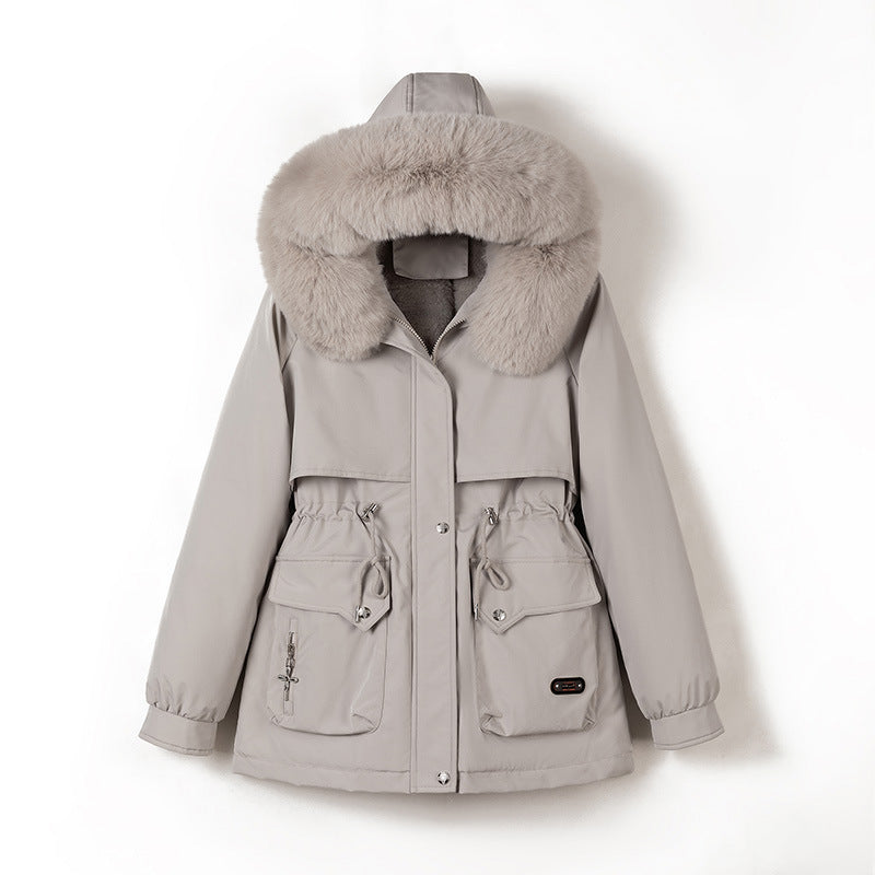 Damen nan wattierter Parka mit abnehmbarer Kunstpelzkapuze, tailliertem Kordelzug und weichem Teddy-Innenfutter Shop Nory